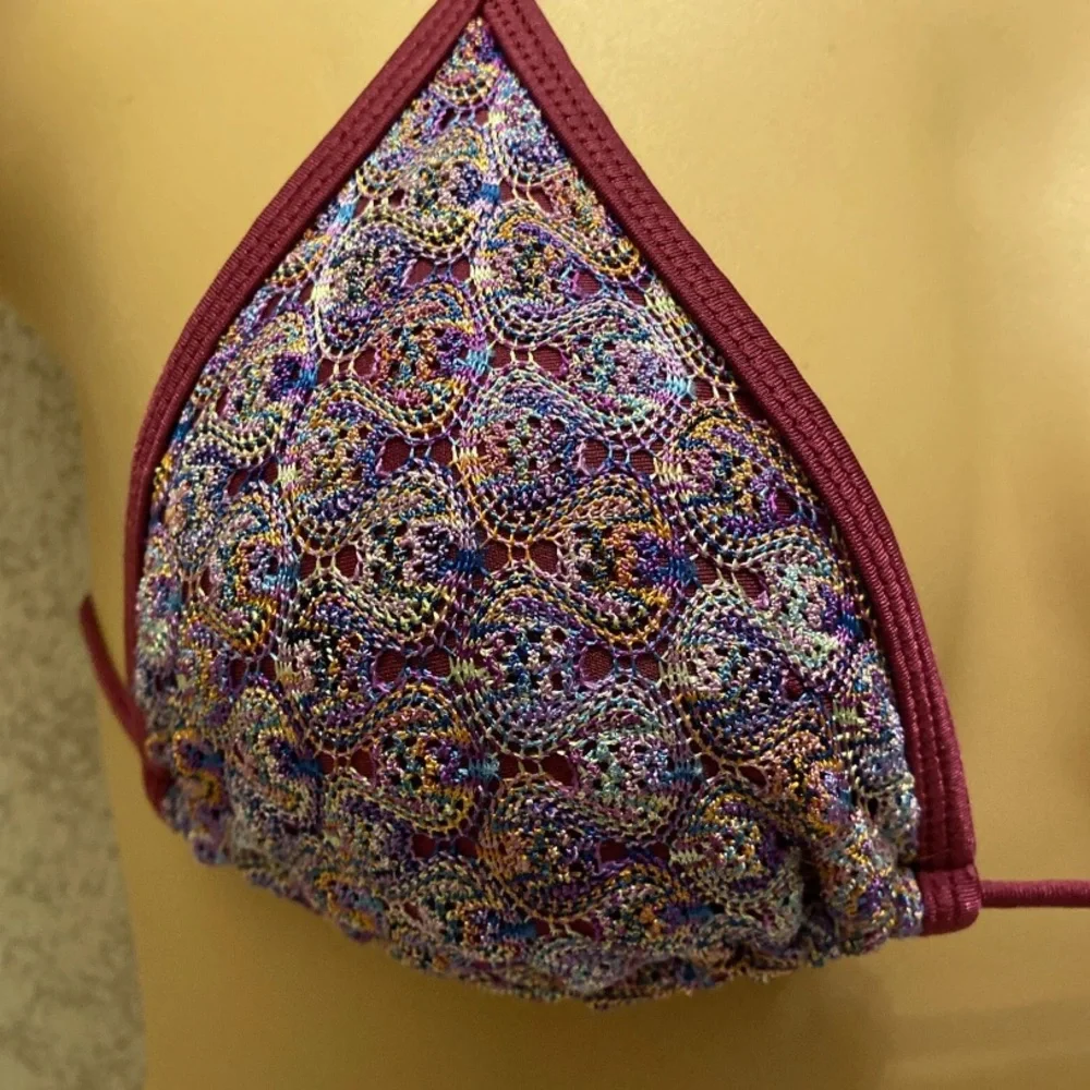 Xhilaration Multicolored Crocheted Paisley Bikini Top